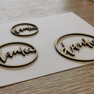 Holzkreis Danke Holz auf Geschenkkarte Hochzeitskarte Dankeskarte Namensschild Hochzeit Geburtstag Merci Monogram
