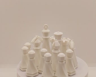 Schachfiguren Schach Premium Design hochwertig Schachfiguren Lasergravur Modern Chess 3D Druck verschiedene Farben Weiß Marmor Schokolade