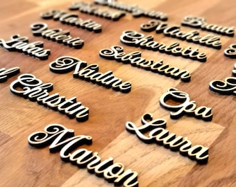 Tischkarten Holz Laser Namen Platzkarten personalisiert | Gastnamen | Tischnamen | Feier | Weihnachten | Hochzeit | Deko | Geschirr | Teller