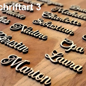 Hochzeit Deko Geschirr Tischkarten Holz Laser Namen Platzkarten personalisierte Gastnamen Name Personalisierte Tischdekoration Weihnachten Bild 4