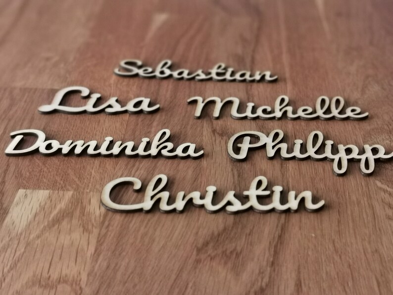 Namensschilder Aus Holz – Lasergeschnittene Tischkarten Für Hochzeit, 5 Stück, Personalisierbar