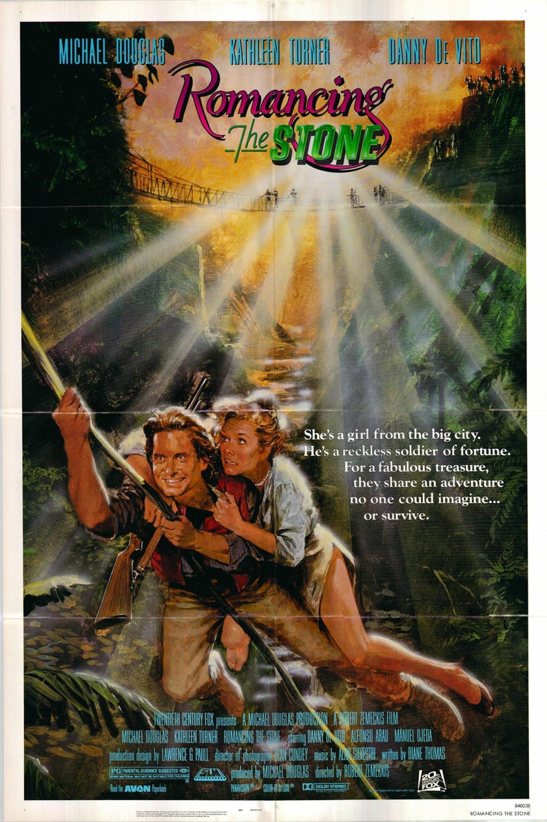 romancing the stone original, limited edition one sheet poster folded movie poster,<br>circa 1984,<br>Very Good Condition <span class='visuallyhidden'>Call or text 323-404-2959 if you need shopping assistance.</span>