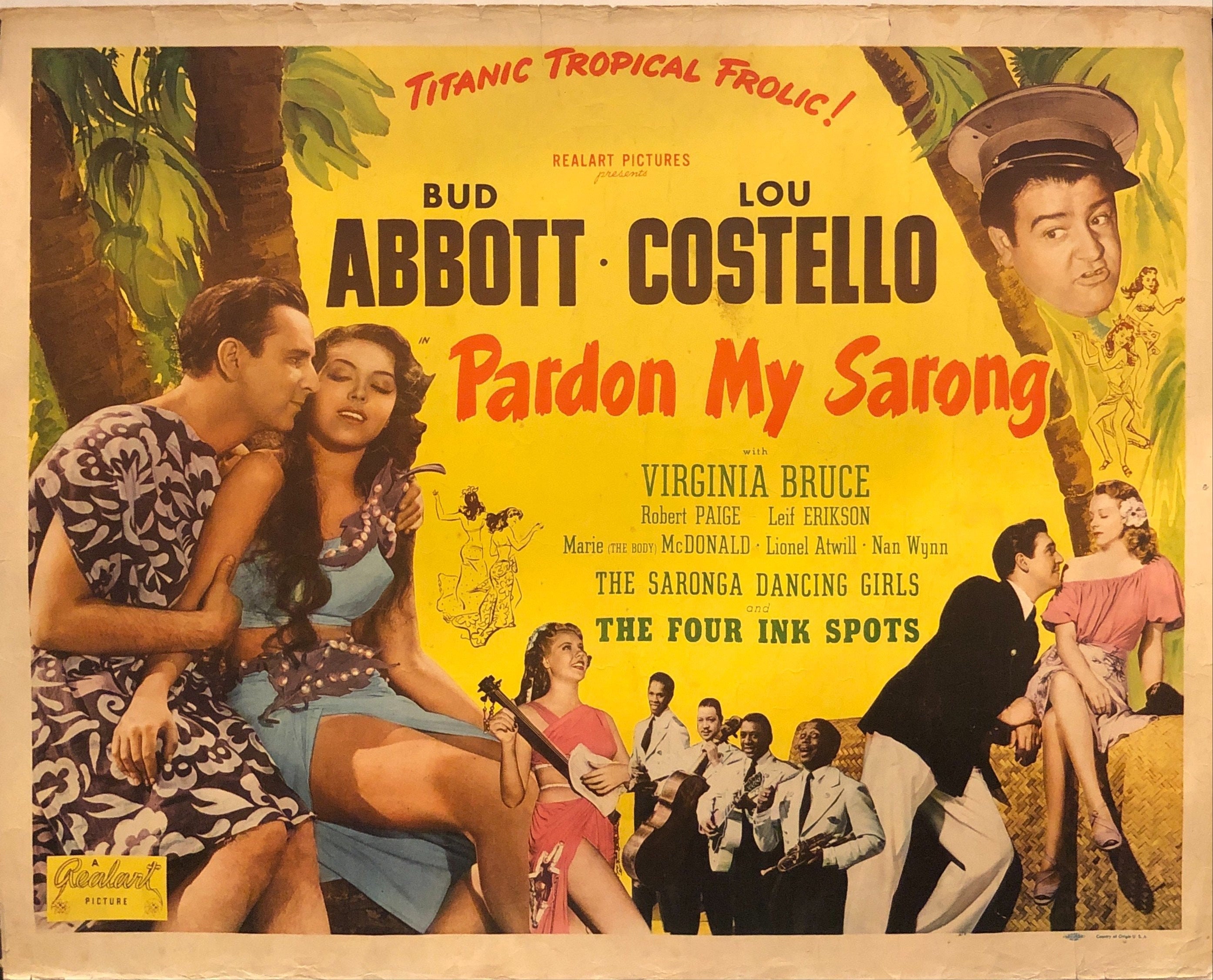 Abbott & Costello Pardon My Sarong 1948R Display Sheet Etsy