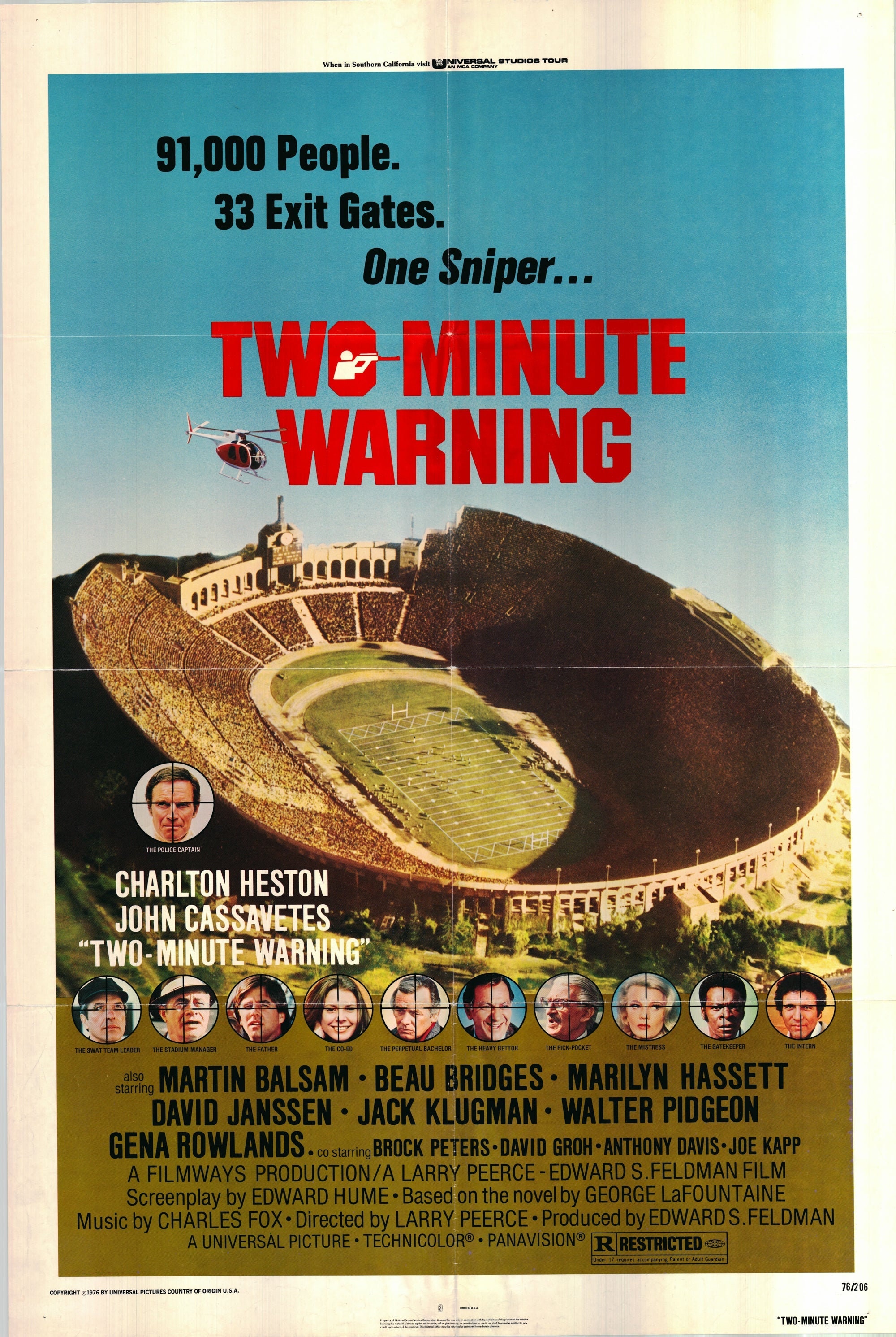 Two Minute Warning 1976 One Sheet Poster Folded Etsy