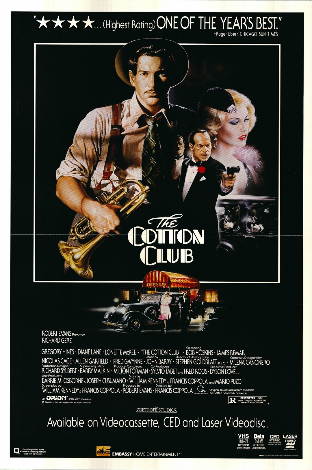 The Cotton Club 1984 One Sheet Poster Rolled Etsy