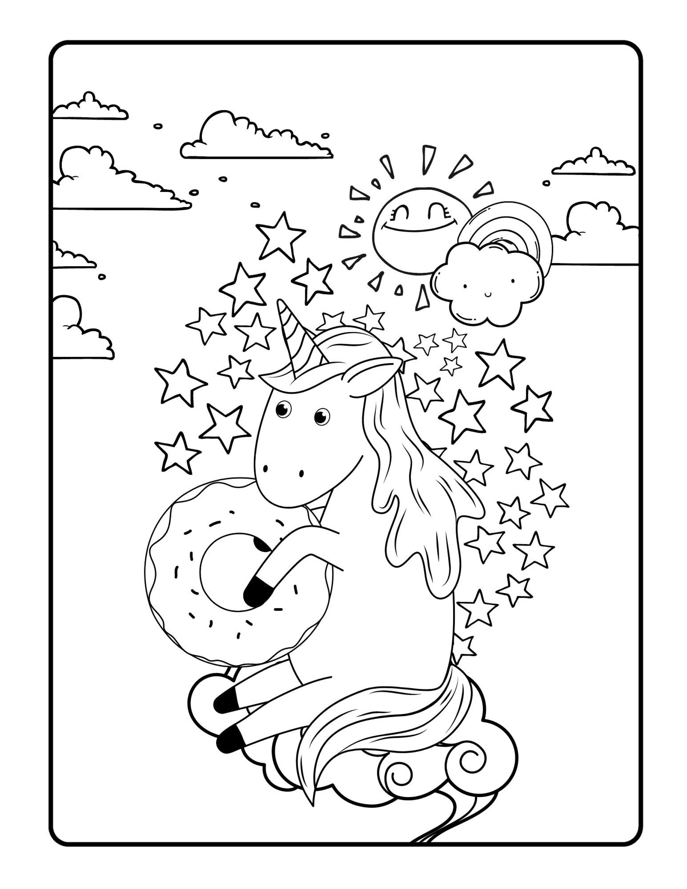 Unicorn Themed Coloring Pages - Etsy