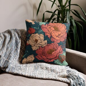 Peonies Pillow - Add Timeless Floral Elegance to Your Décor, Gift Idea, Home Decor,  Living room decoration, Premium Pillow Case