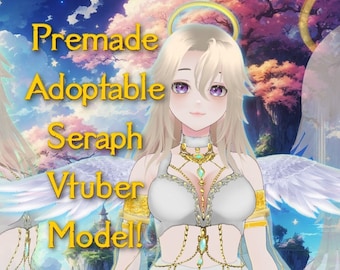 Vtubing Ready Seraph model! **ADVANCED FACIAL TRACKING--My Most expressive model yet!** Cloth physics, .vrm, .vsfavatar, & Veadomini files!