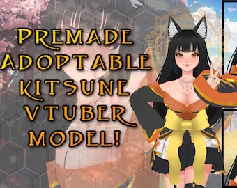 Vtubing Ready Kitsune Woman model! **ADVANCED FACIAL TRACKING** Unique design!