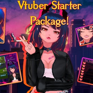 Vtuber Starter Pack! Zaawansowany model + animowane nakładki + emotikony + harmonogram + zaawansowane śledzenie twarzy + artystyczny portret i wiele więcej!
