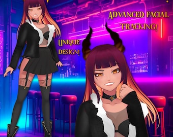 Vtubing Ready Demon Woman / Tiefling / Succubus model! **ADVANCED FACIAL TRACKING** Unique design!