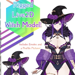 Live 2D Rigged Half Body Witch Model! | Vbridger capabilities | Fully Rigged! | Plus Emotes!