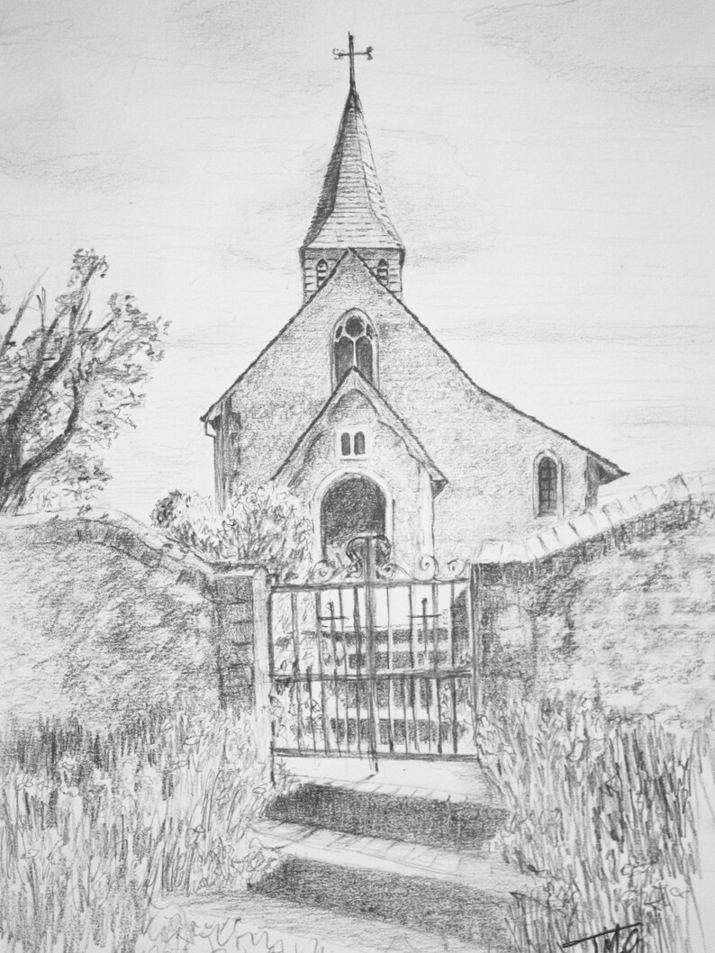 Original Drawing of Eartham Church, Sussex 'eartham Church' Etsy