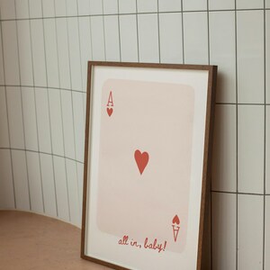 Art imprimable pour bébé, affiche de carte As de coeur, impression de citation ludique, impression numérique