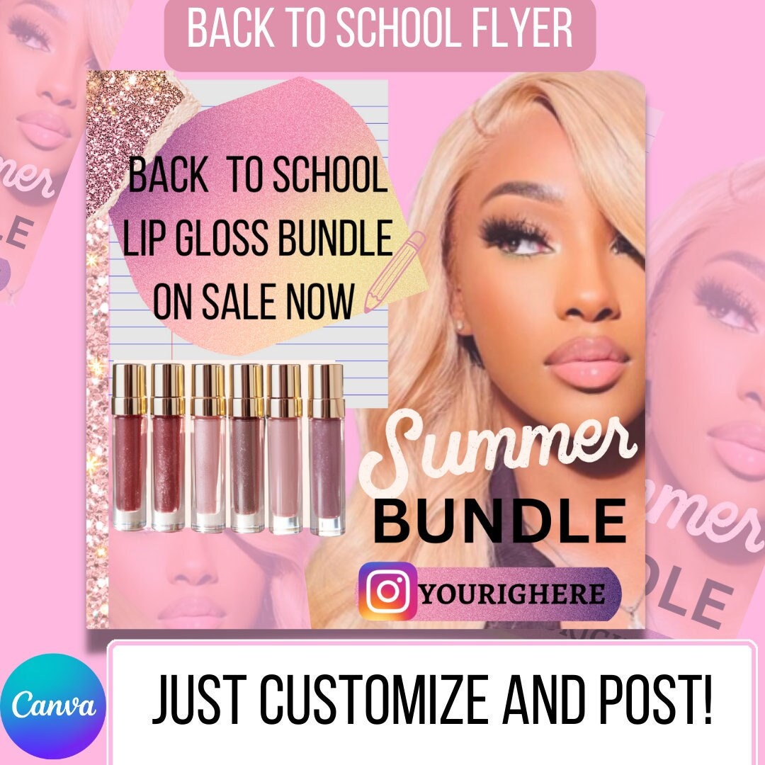 Pink Lipgloss Bundle Instagram Flyer for Woman DIY Back to Etsy UK