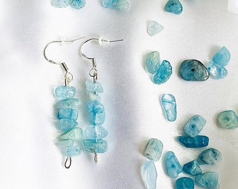 Natural Aquamarine | 925 Sterling Silver Earrings | Handmade Crystal Earrings | Chip Aquamarine | Aquamarine Jewelry | Aquamarine Earrings