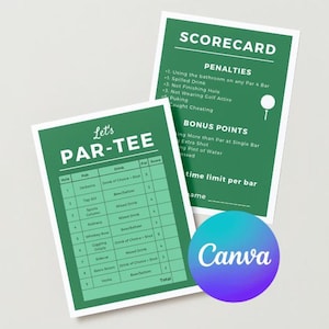 Aanpasbare Bar Golf-scorekaart: perfect voor feesten en kroegentochten