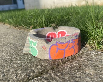 Graffiti Concrete Ashtray, Skatepark inspired