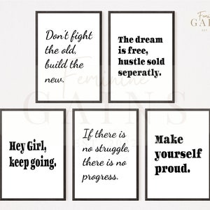 Home Gym Wall Art / Gym Decor / Motivation / Digital Download / Set of 5