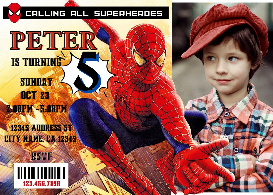 Spiderman Birthday Invitation, Superhero Invitation, Spiderman ...