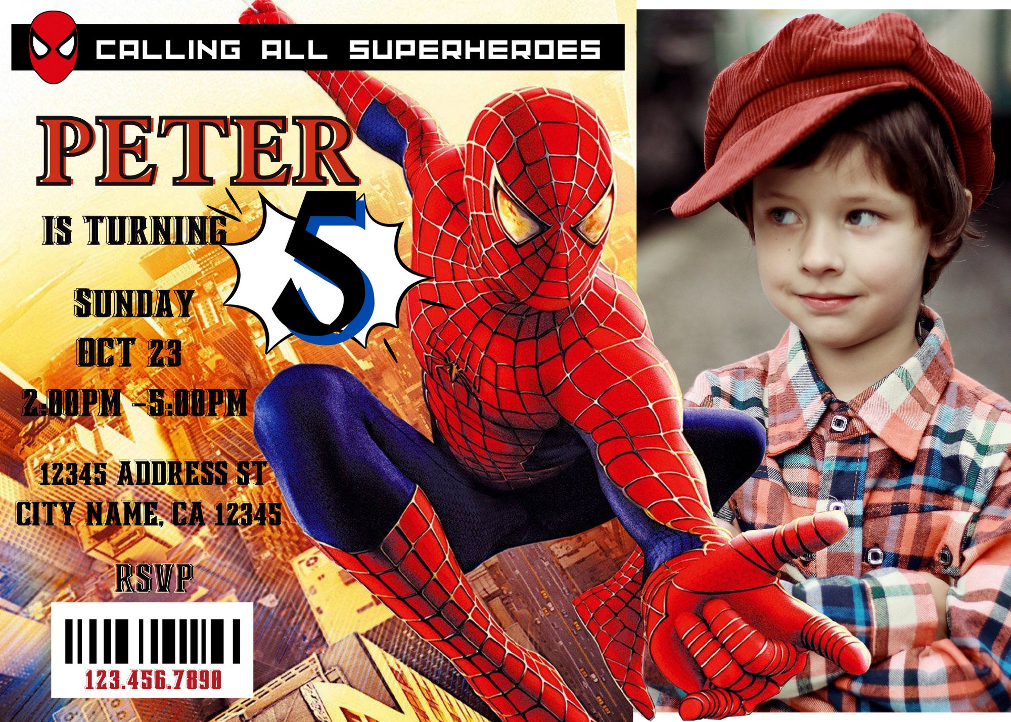 Spiderman Birthday Invitation, Superhero Invitation, Spiderman ...