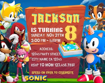 Sonic Birthday Invitation, Sonic Invitation, Sonic The Hedgehog Invitation, Sonic Party, Digital File,  E-invite | Digital invite
