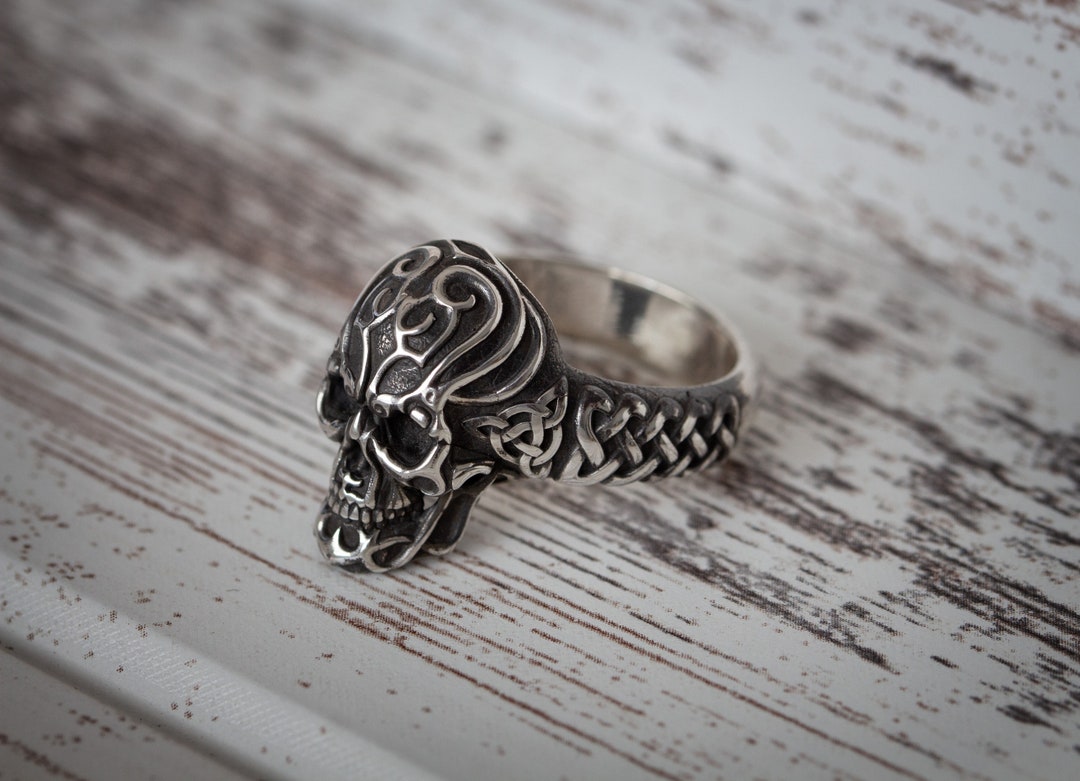 Handmade Sterling Silver Skull Ring: Vintage Halloween Jewelry - Etsy