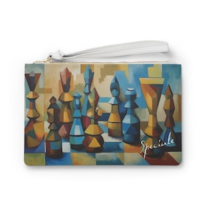 The Chess Collection - Cubist Chessboard Chronicles - Clutch Bag