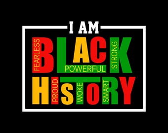 Jag är svart historia PNG, Melanin Pride-design (digital nedladdning)