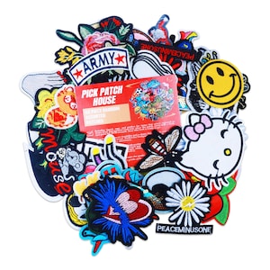 60pcs Random Assorted Styles Embroidered Patches, Bright Vivid Colors, Sew On/Iron On Patch Applique for Clothes, Dress, Hat, Jeans
