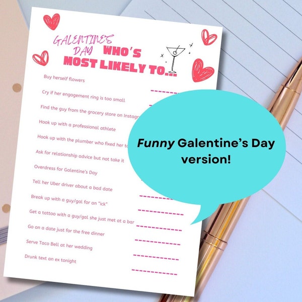 Funny Galentine's Day Printable Game: Who's Most Likely To