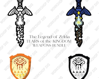 The Legend of Zelda: Tears of the Kingdom, Sword and Shield, SVG-illustrationslogotyp | Klippfiler | dxf | EPS | illustratör | PNG - Vapenpaket