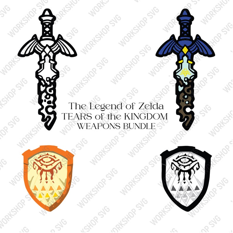 The Legend of Zelda: Tears of the Kingdom, Sword and Shield, SVG-illustrationslogotyp | Klippfiler | dxf | EPS | illustratör | PNG - Vapenpaket bild 1