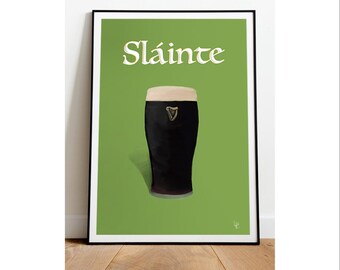 Sláinte Painting- Irish/Gaeilge Print in Green