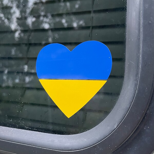 Ukraine Flag Heart Vinyl Window Decal Sticker Slava Ukraini