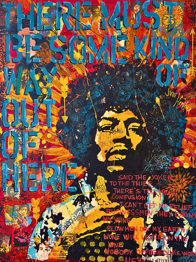 Jimi Hendrix Pop Art Print: Vintage Rock Music Legend Canvas - Etsy