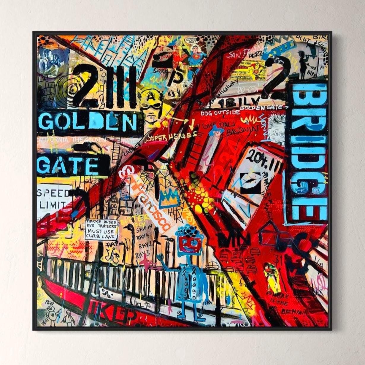 Golden Gate Bridge Pop Art Print: San Francisco California Hand