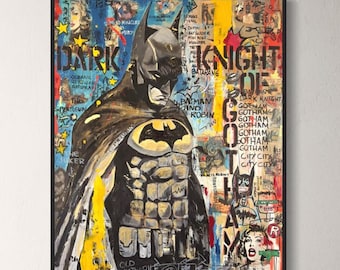 Dark Knight Pop Art Print: Superhero Man Cave Decor (Digital Download)