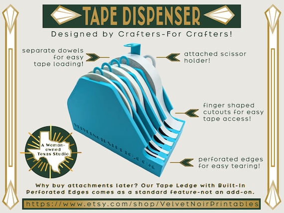 Double Sided Tape Dispenser - Easy-Load Tabs - Desktop Organizer