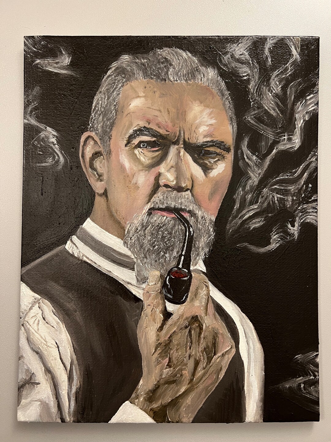 Old Man, Tobacco Pipe Oil Painting 2023 Etsy