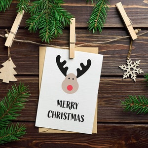 PRINTABLE_reindeer christmas card, minimalist merry Christmas, deer, digital download