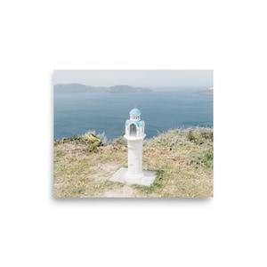 Charming Santorini Church Photography - Coastal Home Wall Decor - Greece Souvenir
