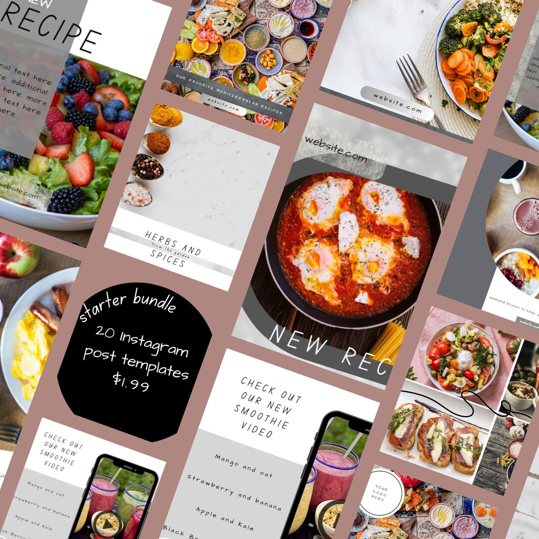 20 Plantillas Canva del paquete inicial de publicaciones de Instagram ...