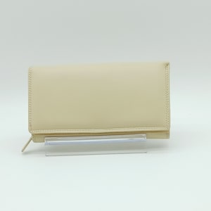 Cartera de piel auténtica italiana suave - Beige