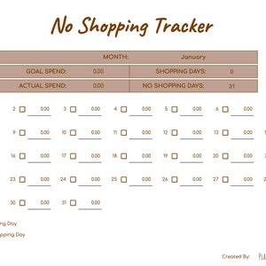 No Shopping Tracker - Google Sheets Template