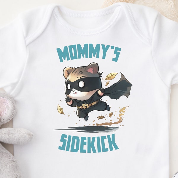 Mommy's SideKick - Baby Bodysuit | Cute Baby Superhero Shirt, Geeky Baby Bodysuit, Gamer Baby Gifts, Comic Baby Clothes