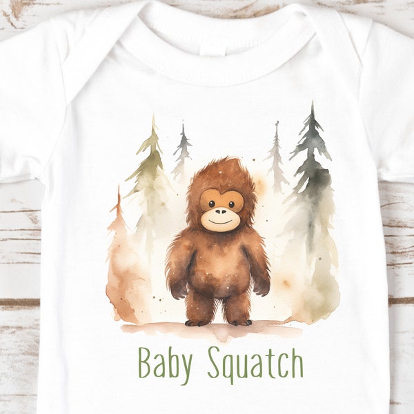 Baby Squatch One-Piece Bodysuit - Cute Sasquatch Watercolor Baby Shirt | Baby Bigfoot, Cute Fantasy Toddler Clothes, Unisex Geeky Baby