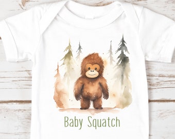 Baby Squatch Baby Onesie - Cute Sasquatch Watercolor Baby Shirt | Baby Bigfoot, Cute Fantasy Toddler Clothes, Unisex Geeky Baby Bodysuit