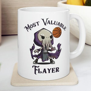 Most Valuable Flayer - DnD Basketball Mug | Mind Flayer, Dungeons Sports Mug, D&D Merch and Gifts, Geeky Drinkware, Dragons, Nerdy Mug