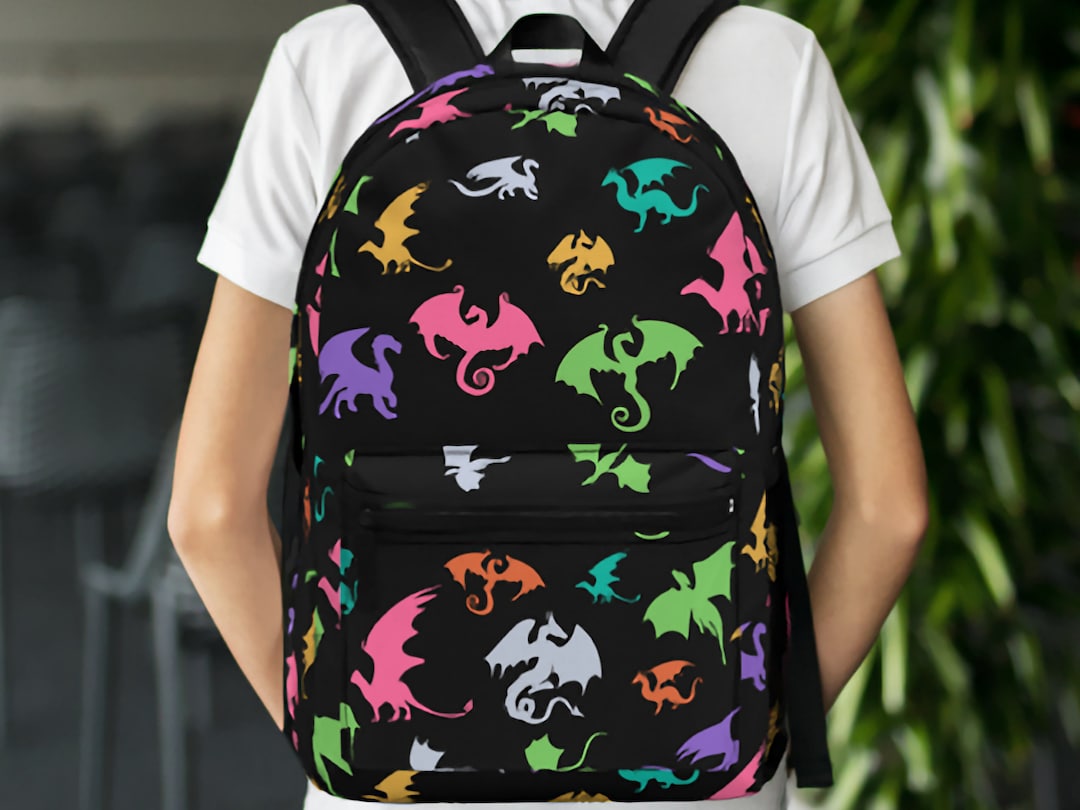 Dragon Backpack Retro Style Dragon Bookbag, Dnd Backpack, Fun Kids